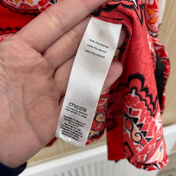 Chico's red print top size 16 - Picture 4 of 5